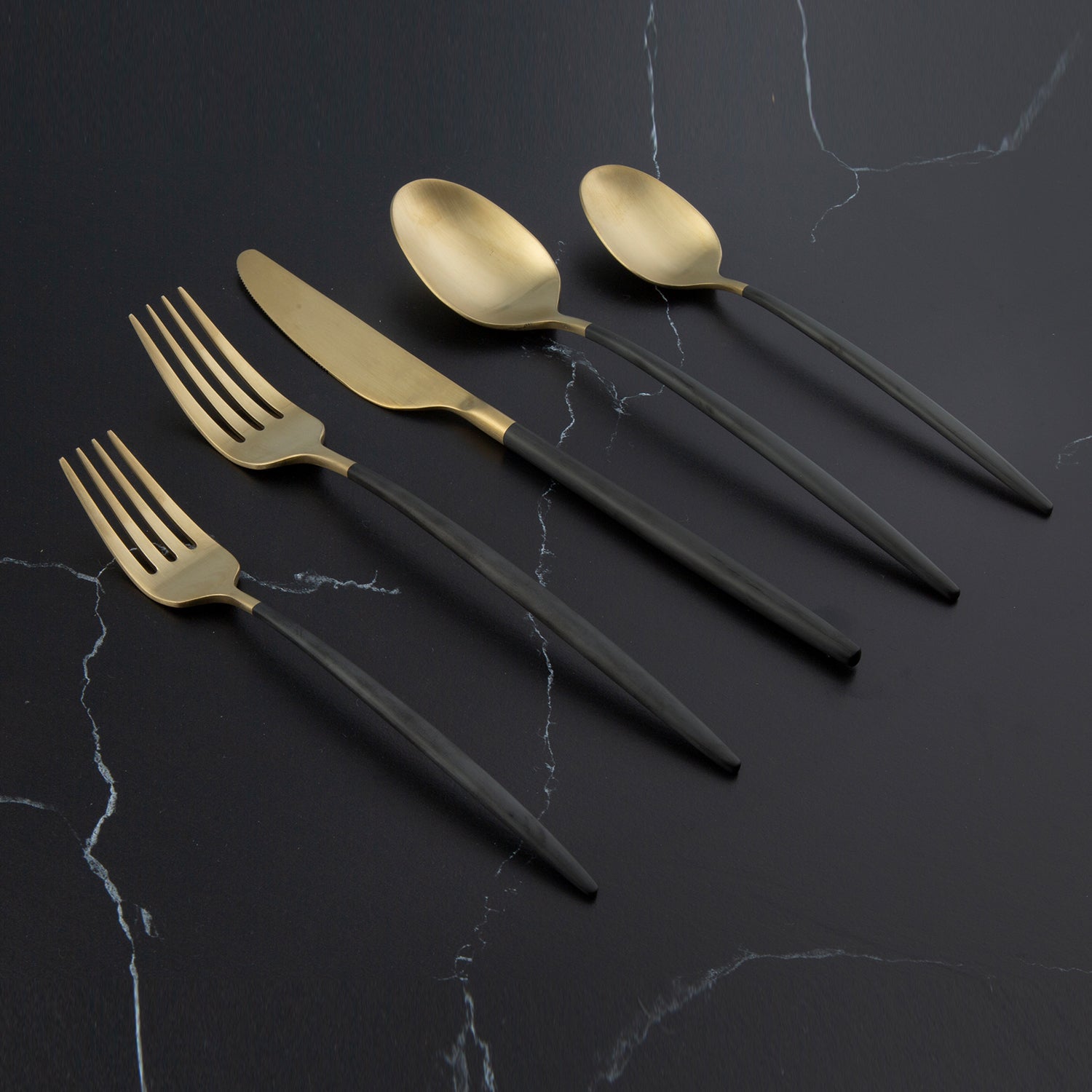 Lenox Westmore Gaze Black Champagne Satin 20-Piece Flatware Set - Image 9