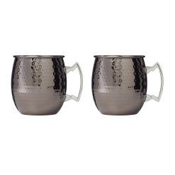 Lenox Westmore Hammered Black Moscow Mule Mugs, Set of 2