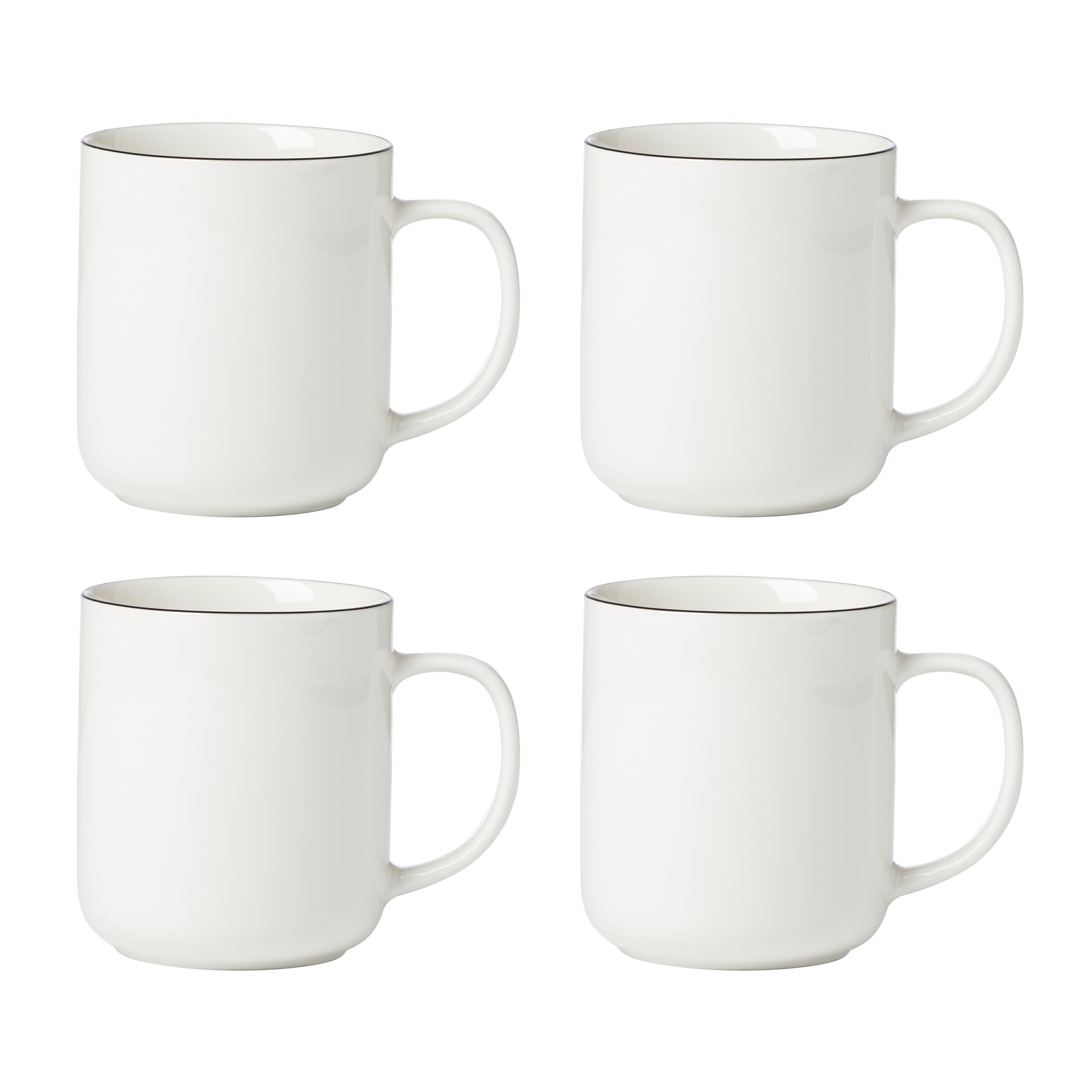 Lenox Westmore 24 Seven Black Rim Mugs, Set of 4