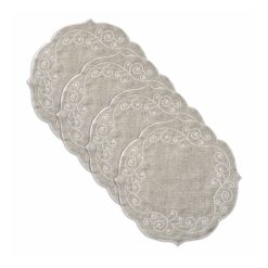 Lenox Westmore French Perle Linen Embroidered Round Placemats
