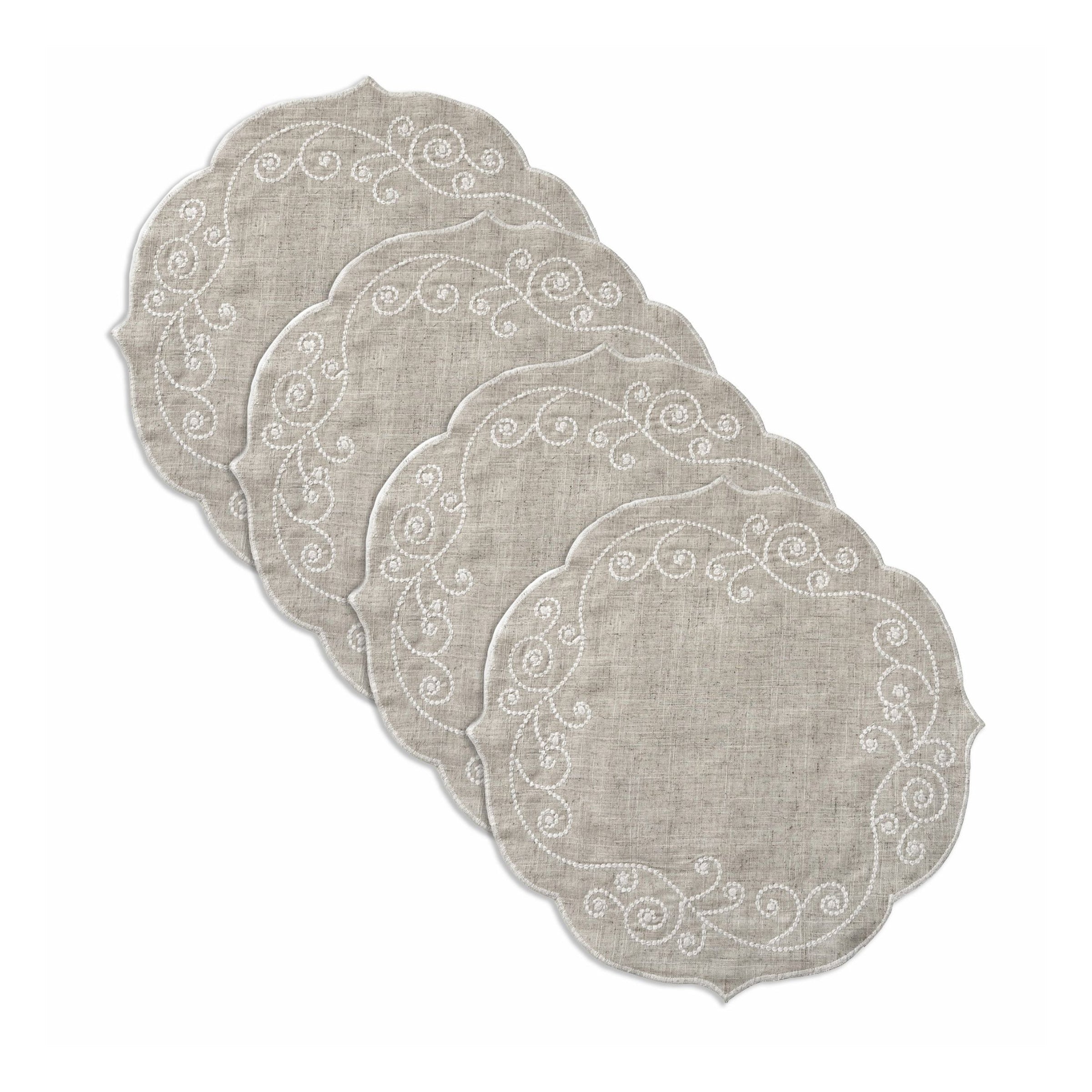 Lenox Westmore French Perle Linen Embroidered Round Placemats