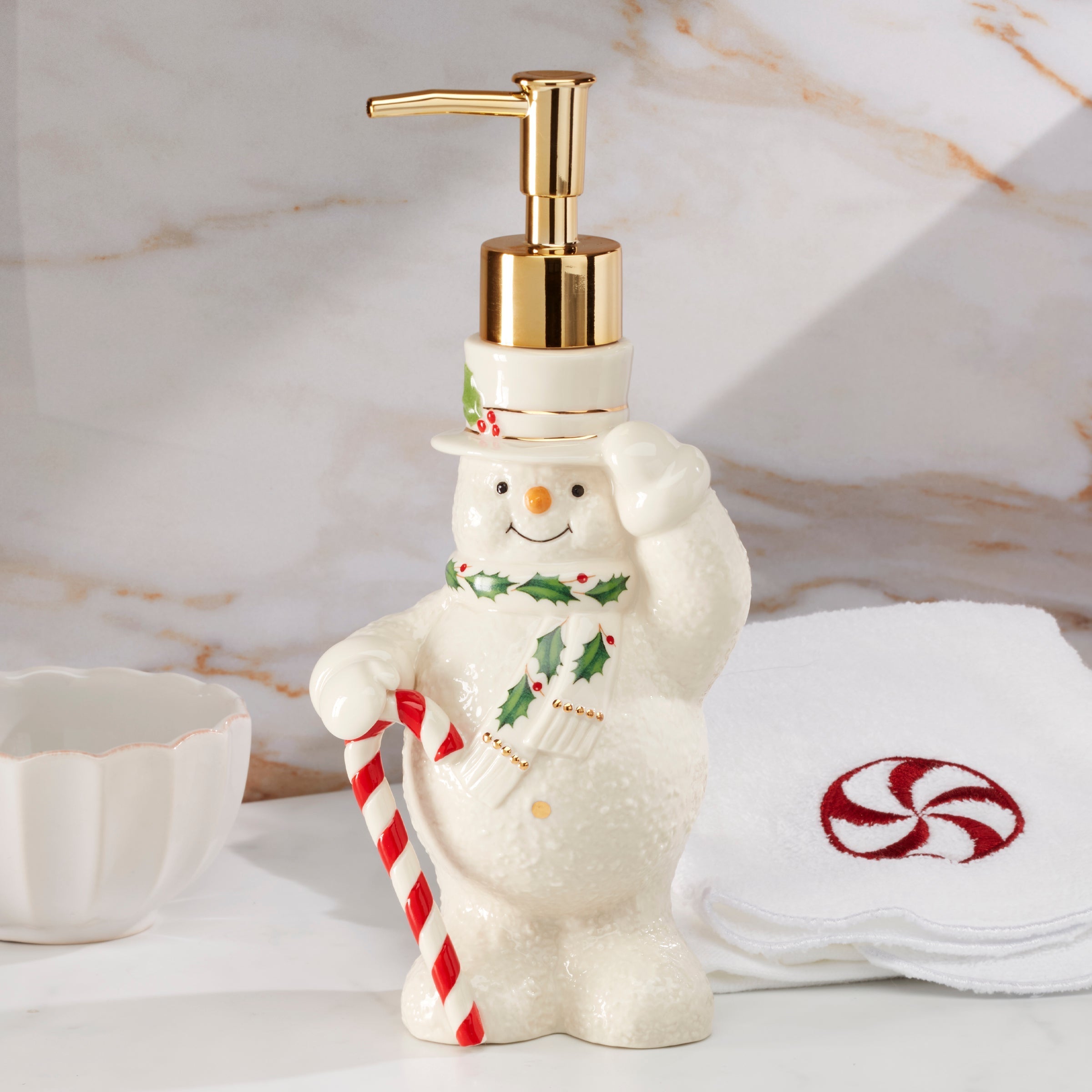 Lenox Westmore Happy Holly Days Snowman Soap Dispenser - Image 3