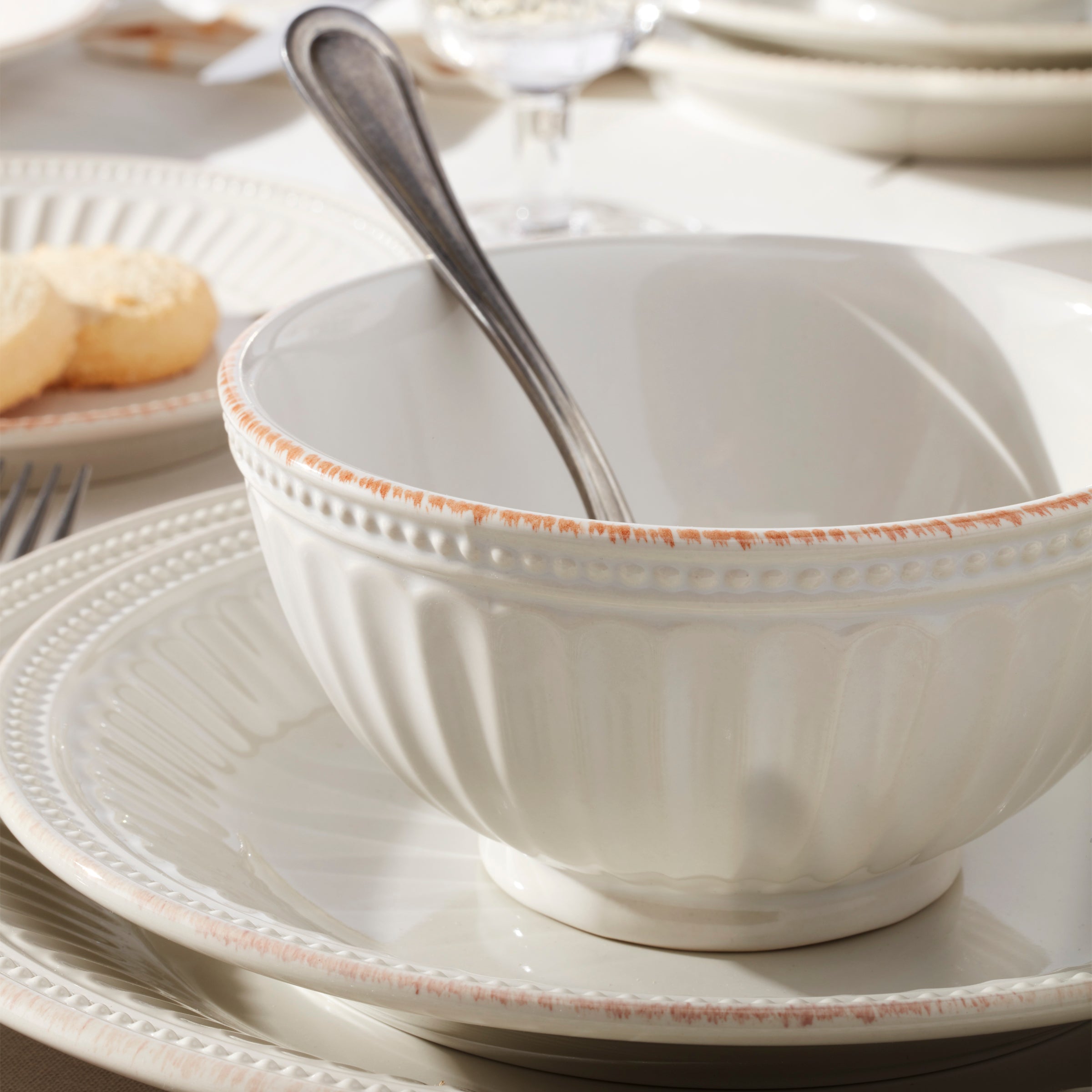 Lenox Westmore French Perle Groove White 18-Piece Dinnerware Set - Image 4