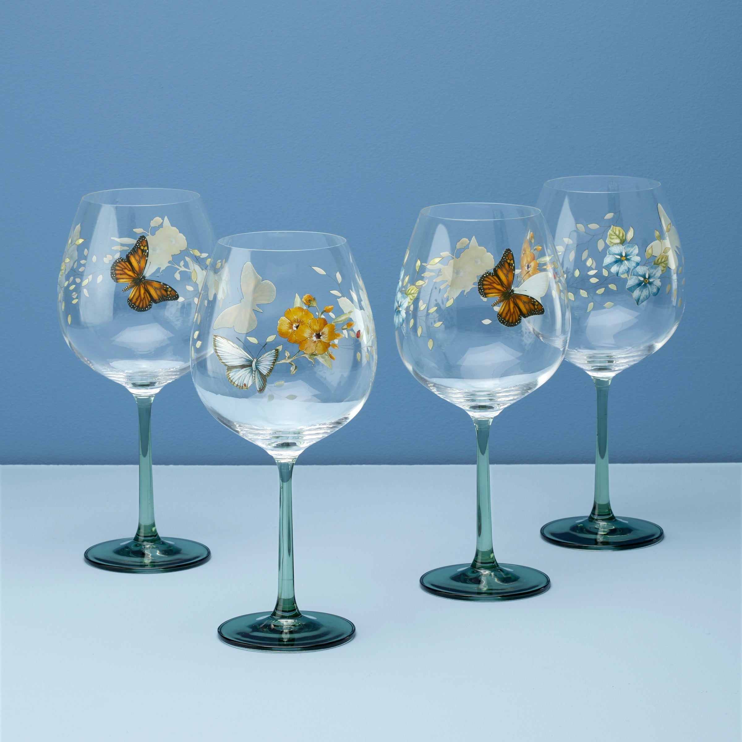 Lenox Westmore Butterfly Meadow Balloon Wine Glasses, Set of 4