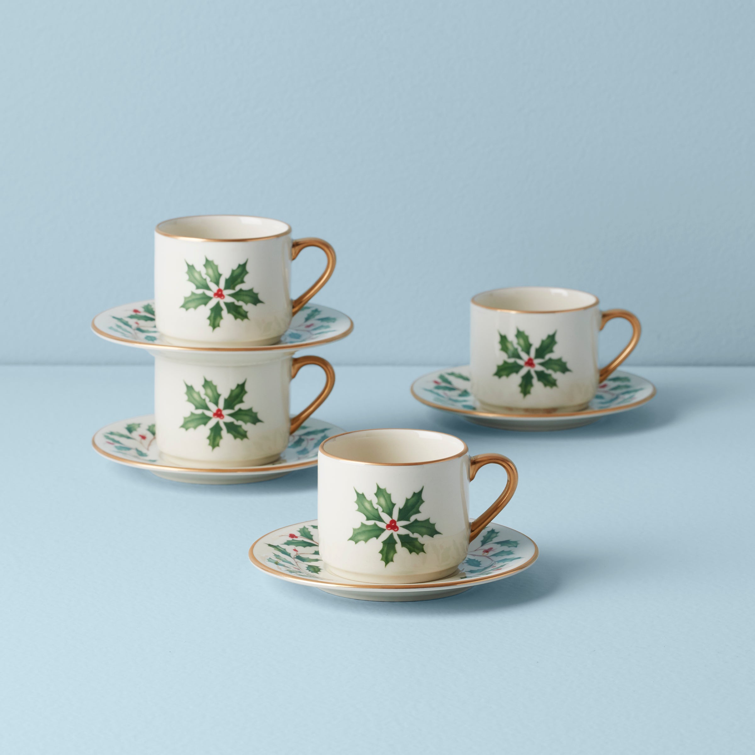 Lenox Westmore Holiday Espresso Cup & Saucer, Set of 4