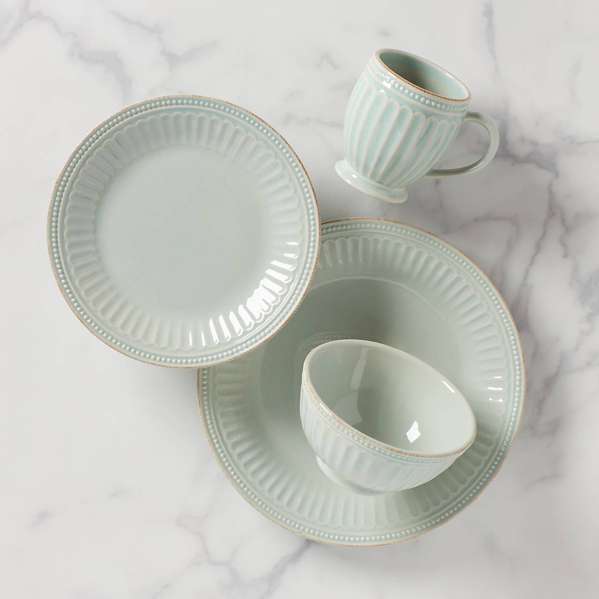 Lenox Westmore French Perle Groove Ice Blue 4-Piece Place Setting