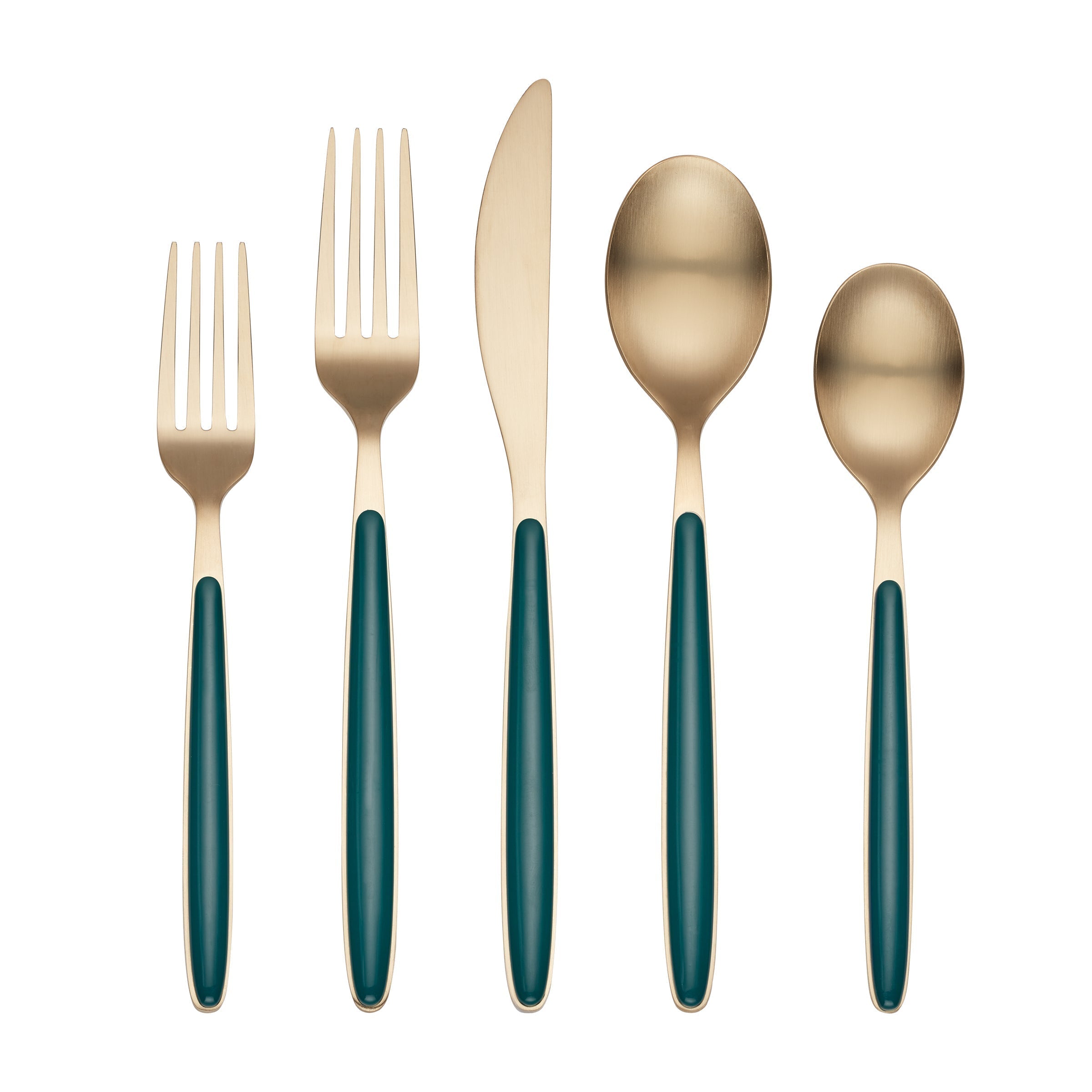 Lenox Westmore Kiernan Champagne Satin Green Handle 20-Piece Flatware Set - Image 2