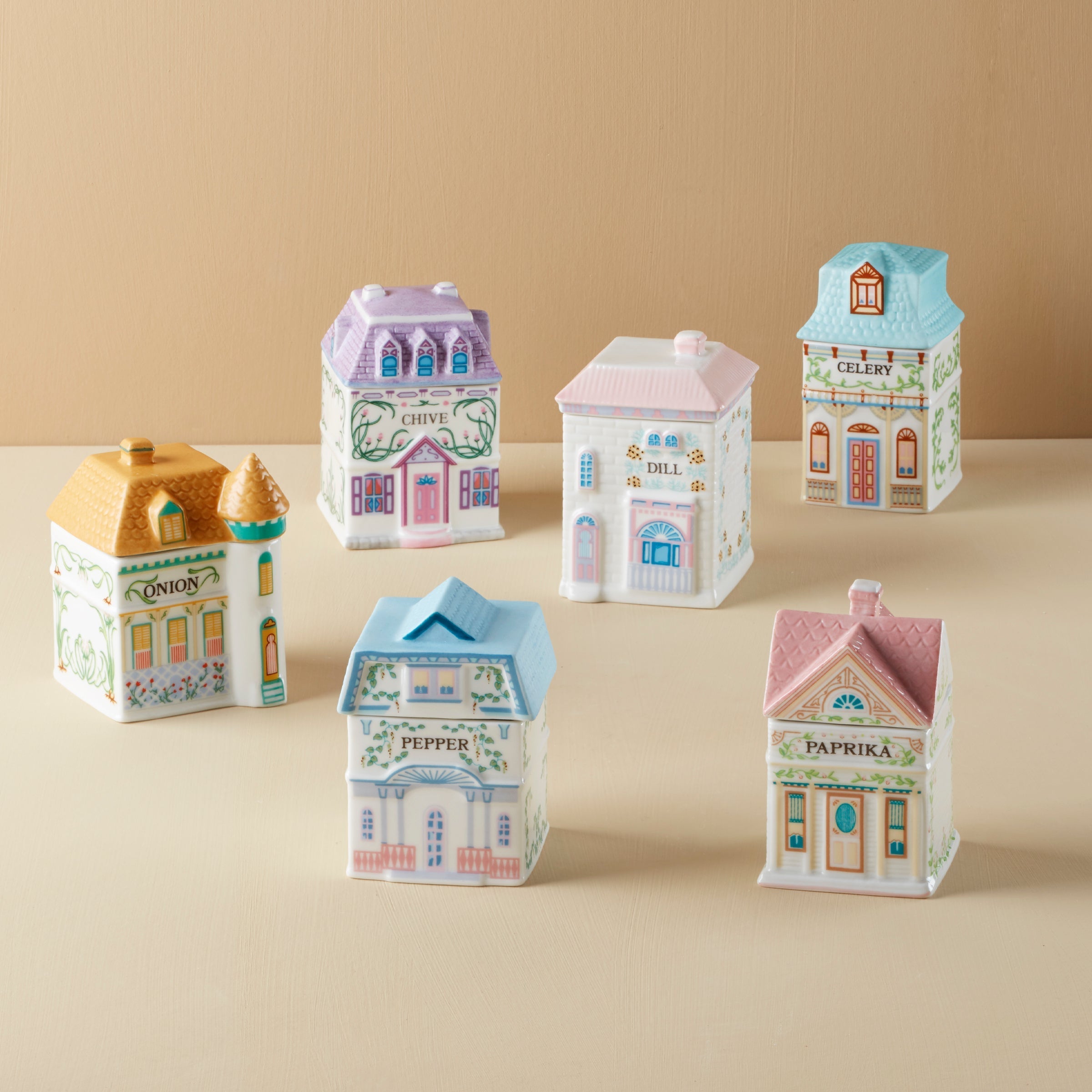 Lenox Westmore Lenox Spice Village 6-Piece Savory Street Spice Jar Set