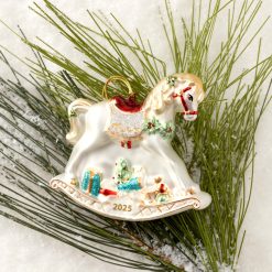 Alternative view of Lenox Westmore 2025 Blown Glass Baby's 1st Rocking Horse Ornament