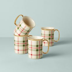 Lenox Westmore Holiday Plaid Mugs, Set of 4