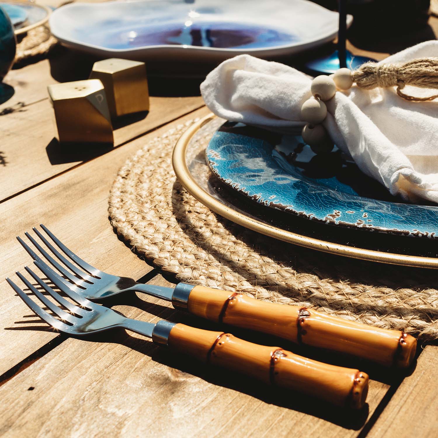 Lenox Westmore Bamboo Plastic Handle 20-Piece Flatware Set - Image 4
