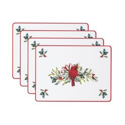 Alternative view of Lenox Westmore Winter Greetings Cardinal Cork Placemats, Set of 4