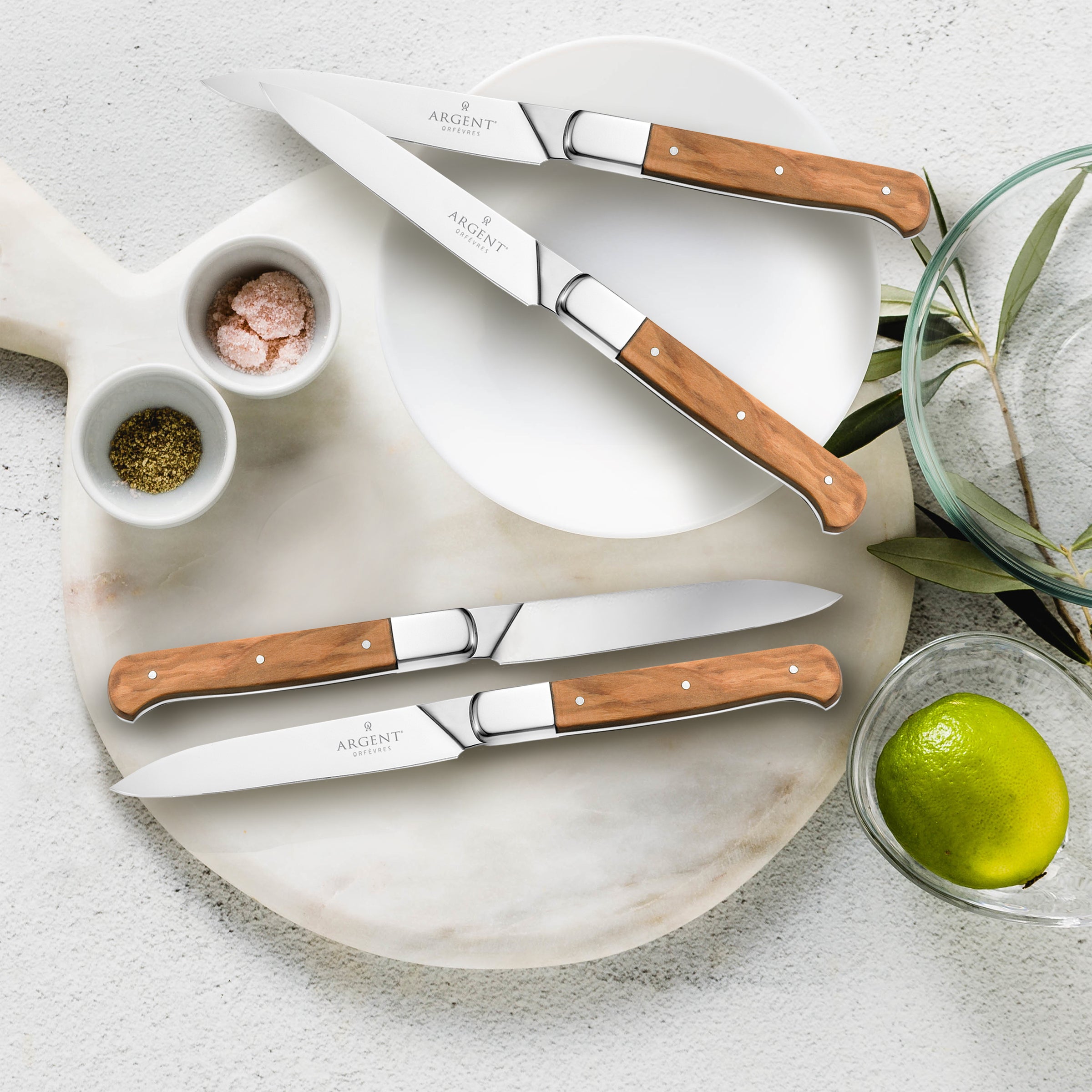 Lenox Westmore Argent Lynden Olive Wood Steak Knives, Set of 4 - Image 3