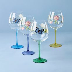Lenox Westmore Butterfly Meadow Balloon Wine Glasses, Set of 4, Assorted