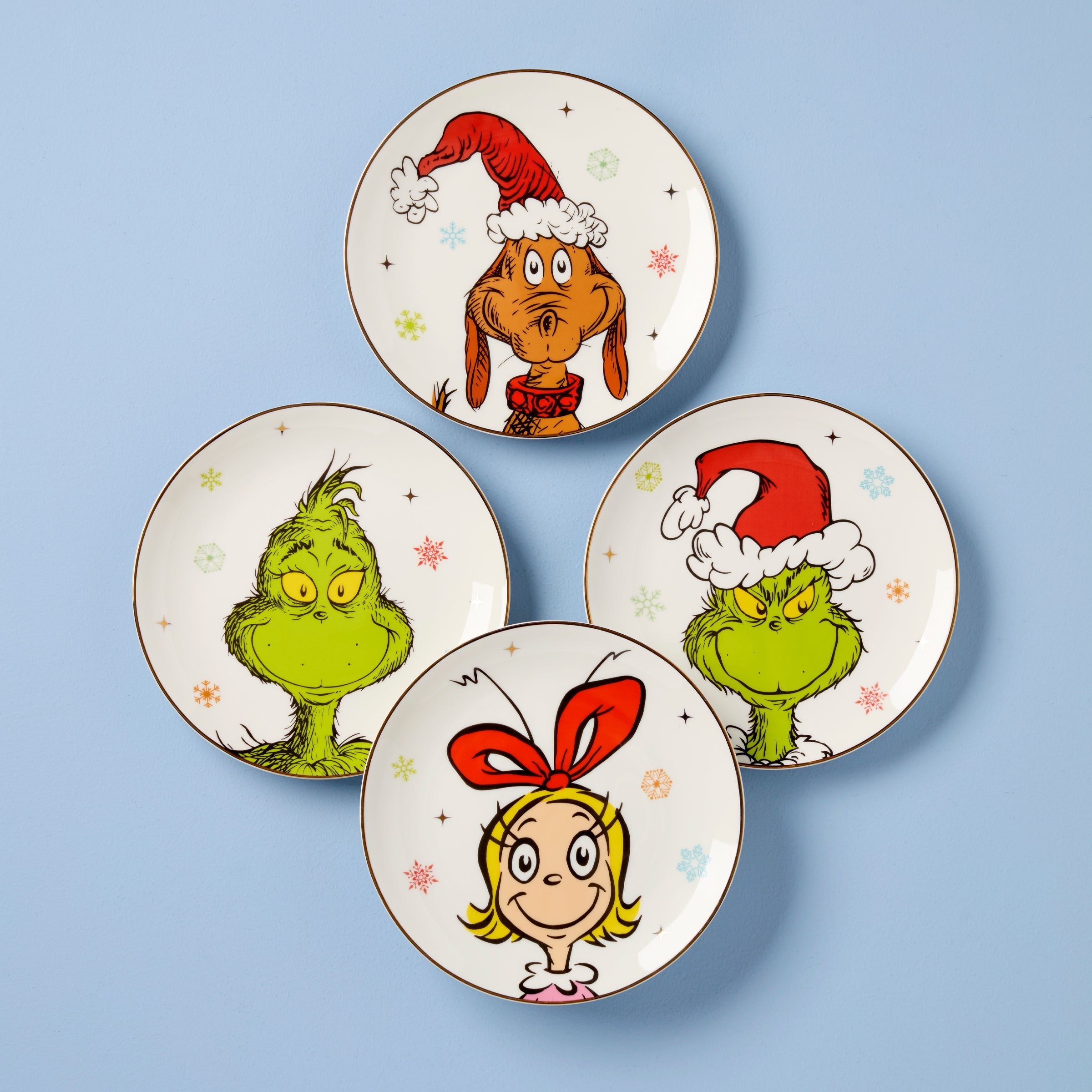 Lenox Westmore Merry Grinchmas Grinchie Grins Accent Plates, Set of 4
