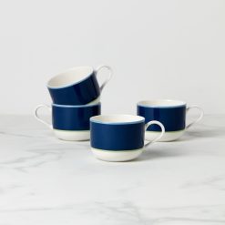 Lenox Westmore Make It Pop Navy & Green Mugs, Set of 4