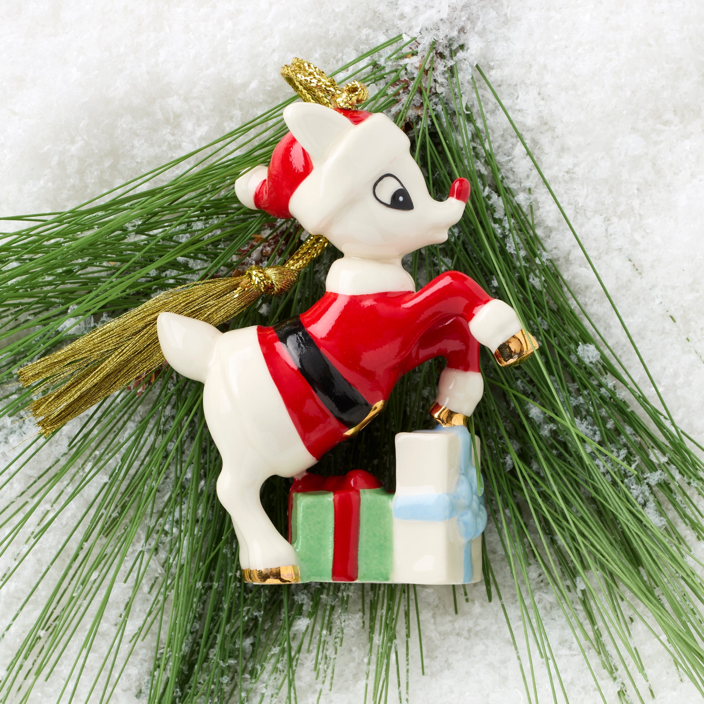 Lenox Westmore Rudolph in a Santa Suit Ornament - Image 3