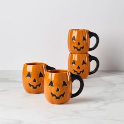 Lenox Westmore Halloween Figural Pumpkin Mugs, Set of 4