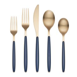 Alternative view of Lenox Westmore Kiernan Champagne Satin Navy Handle 20-Piece Flatware Set