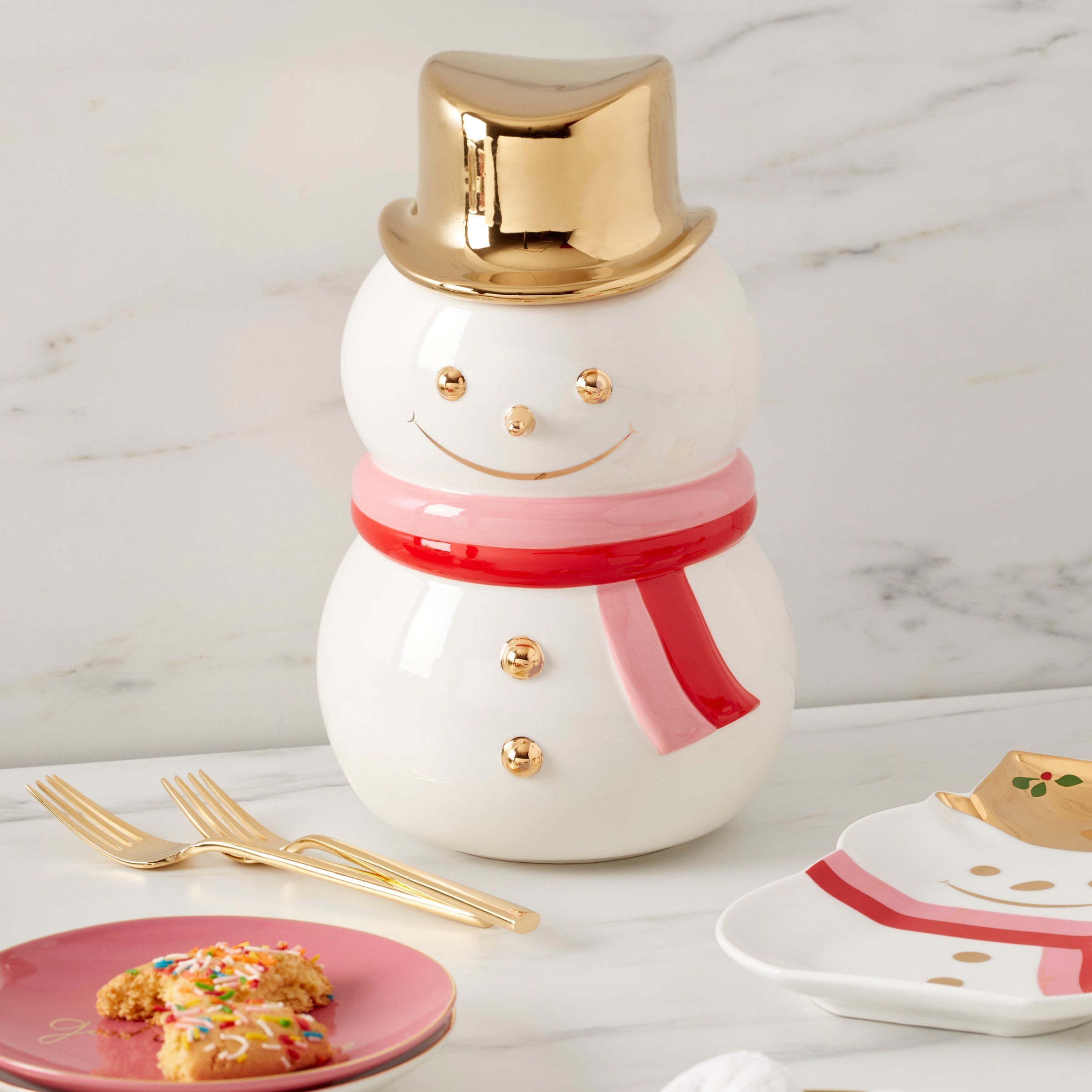 Lenox Westmore Be Jolly Snowman Cookie Jar - Image 3