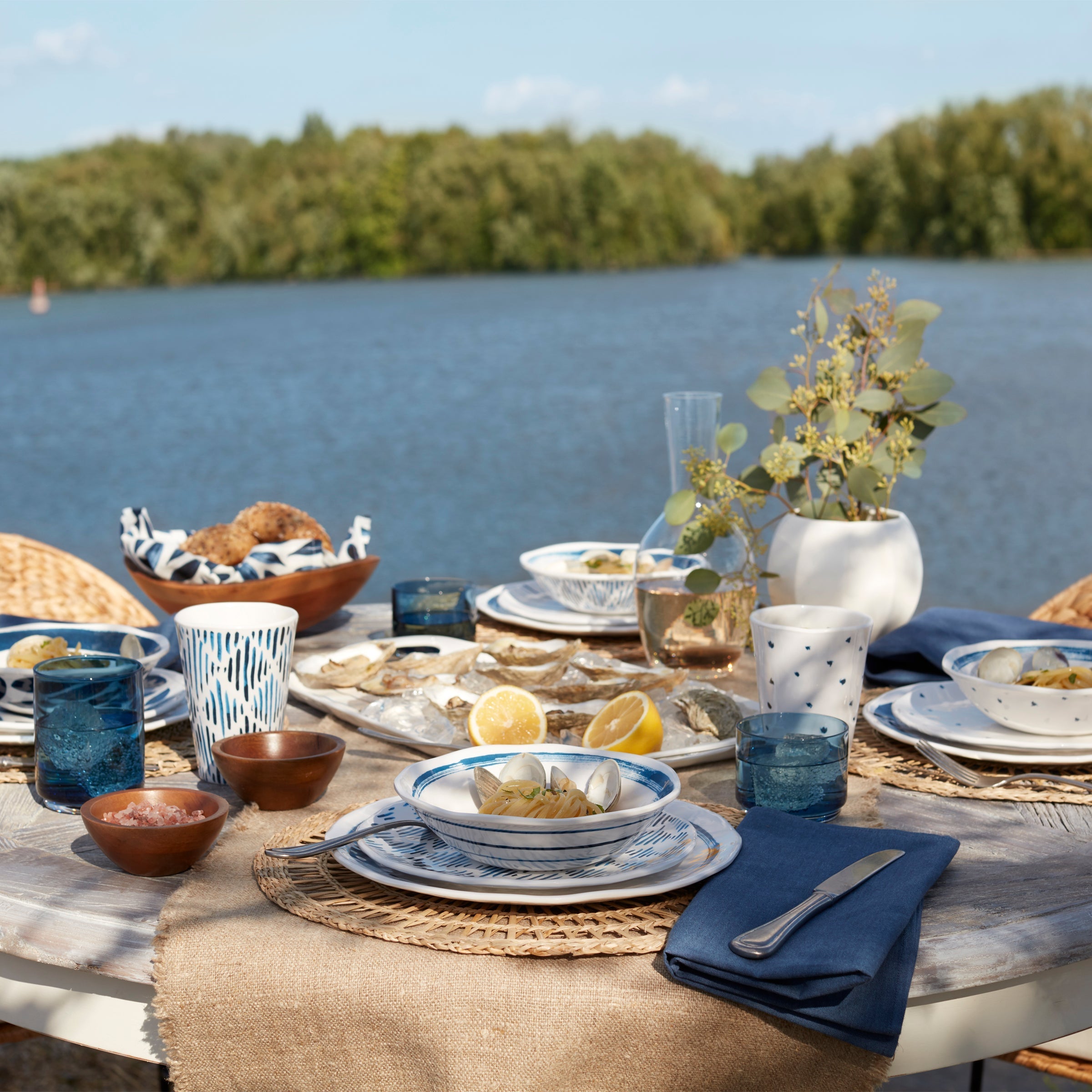 Lenox Westmore Blue Bay Melamine Handled Platter - Image 4