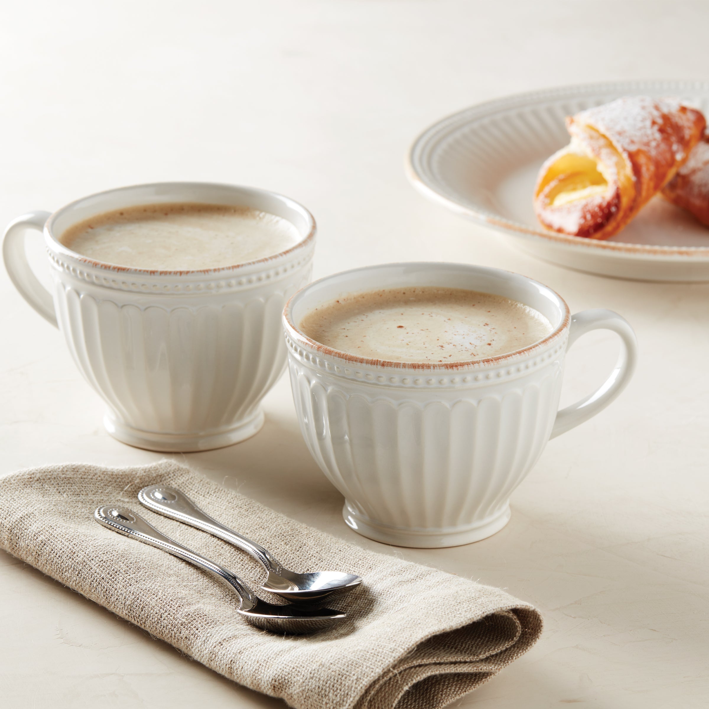 Lenox Westmore French Perle Groove White Latte Mugs, Set of 2 - Image 2