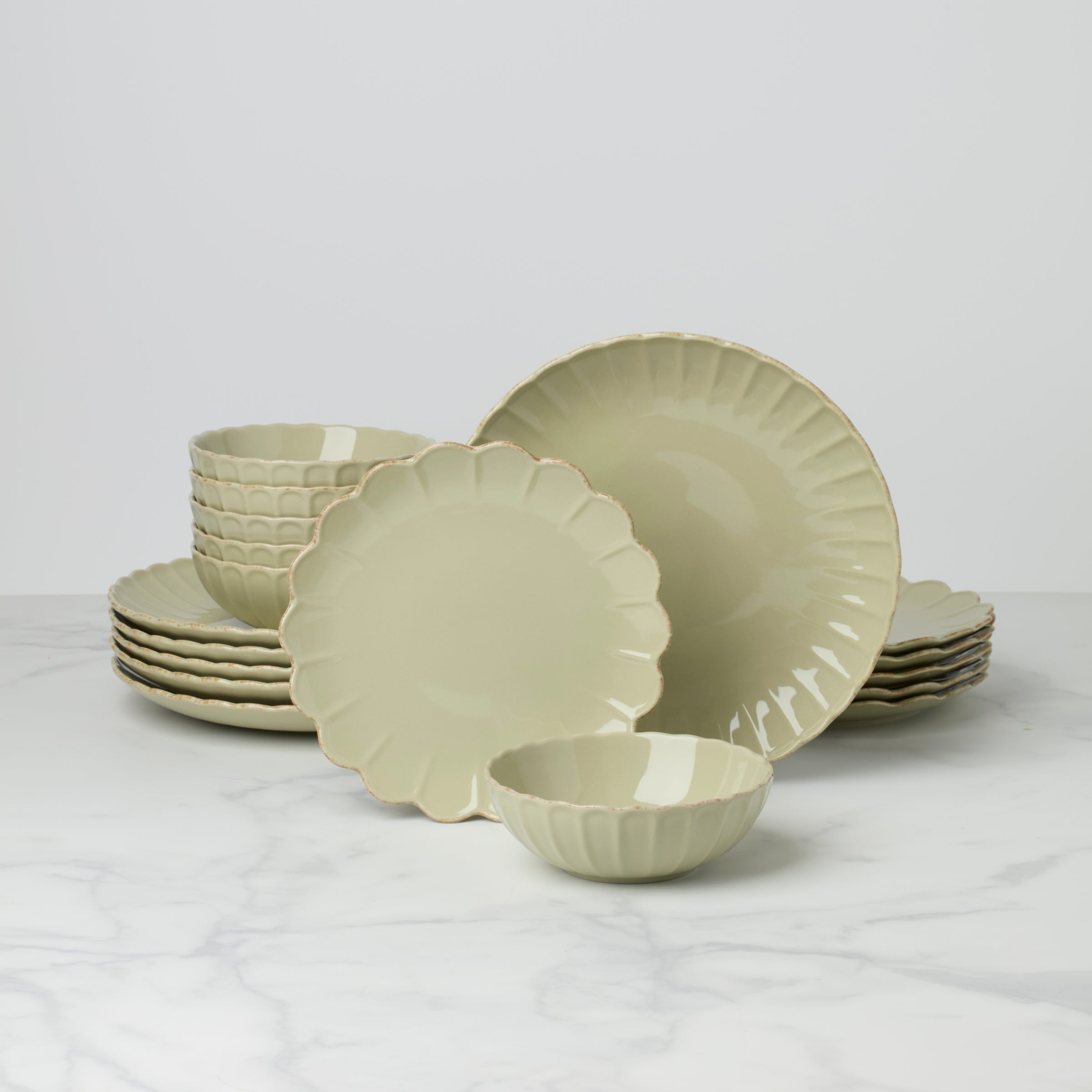 Lenox Westmore French Perle Scallop Matcha 18-Piece Dinnerware Set