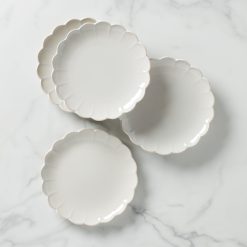 Lenox Westmore French Perle Scallop White Accent Plates, Set of 4