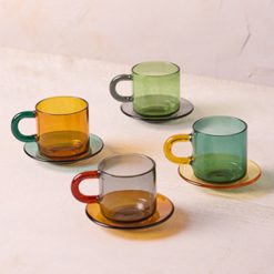 Lenox Westmore Niko Glass Espresso Cups & Saucers, Set of 4