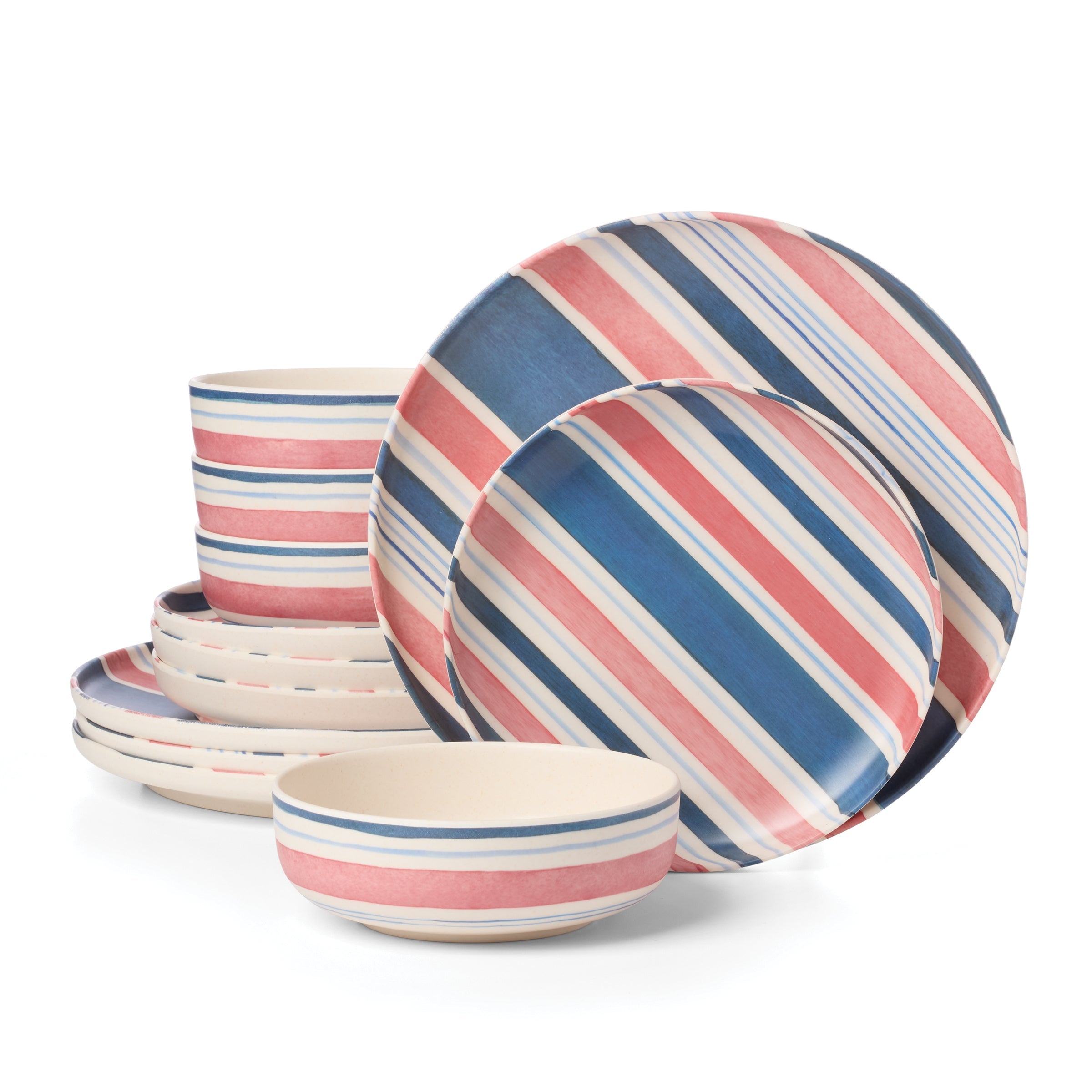 Lenox Westmore 24 Seven Melamine Stripe 12-Piece Dinnerware Set