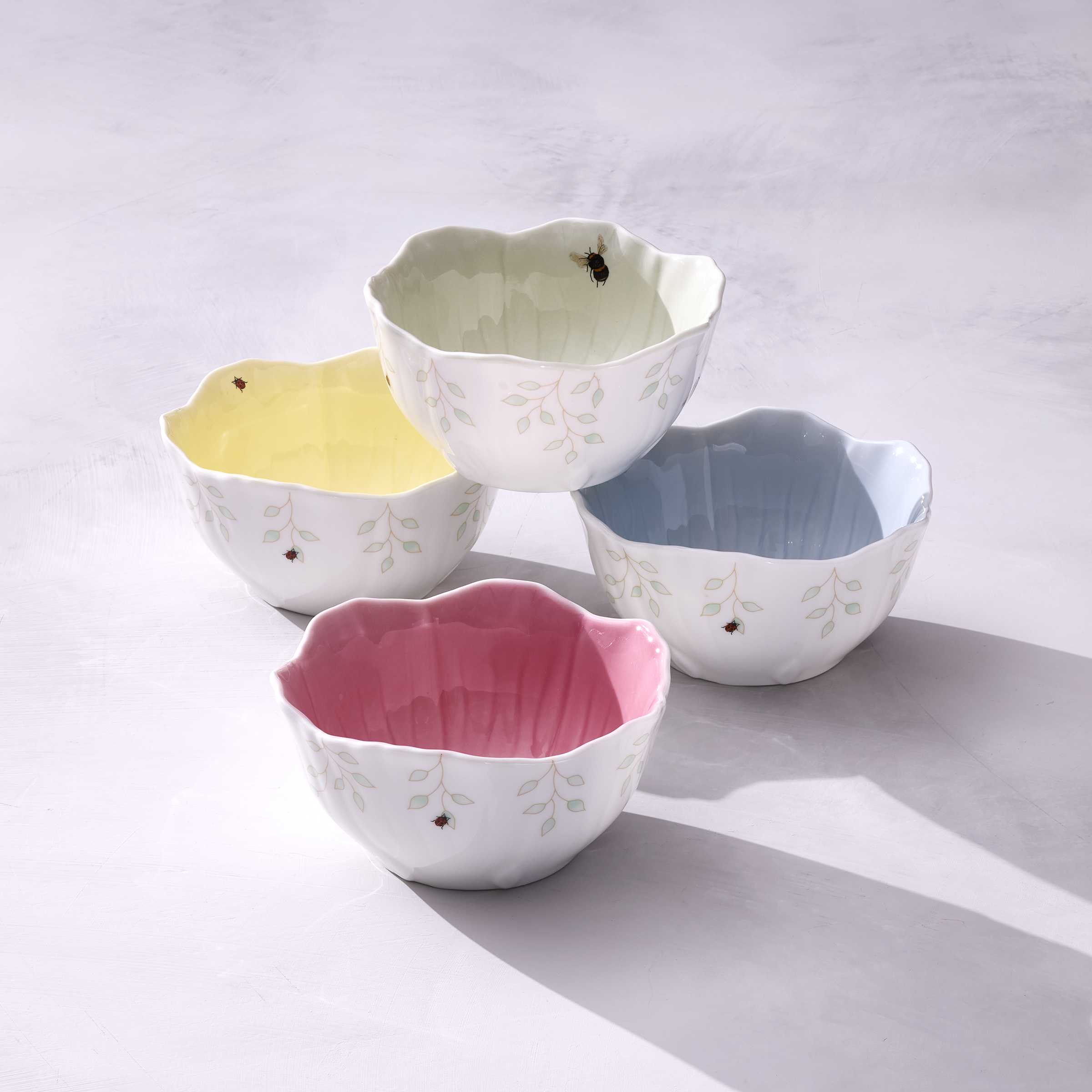 Lenox Westmore Butterfly Meadow Floral Yellow Dessert Bowls, Set of 4 - Image 3