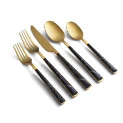 Lenox Westmore Eivin Gold with Black Marble Handle 20-Piece Flatware Set