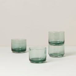 Lenox Westmore Tuscany Classics Stackable Green Short Glasses, Set of 4