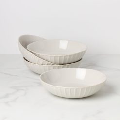 Lenox Westmore French Perle Scallop White Pasta Bowls, Set of 4