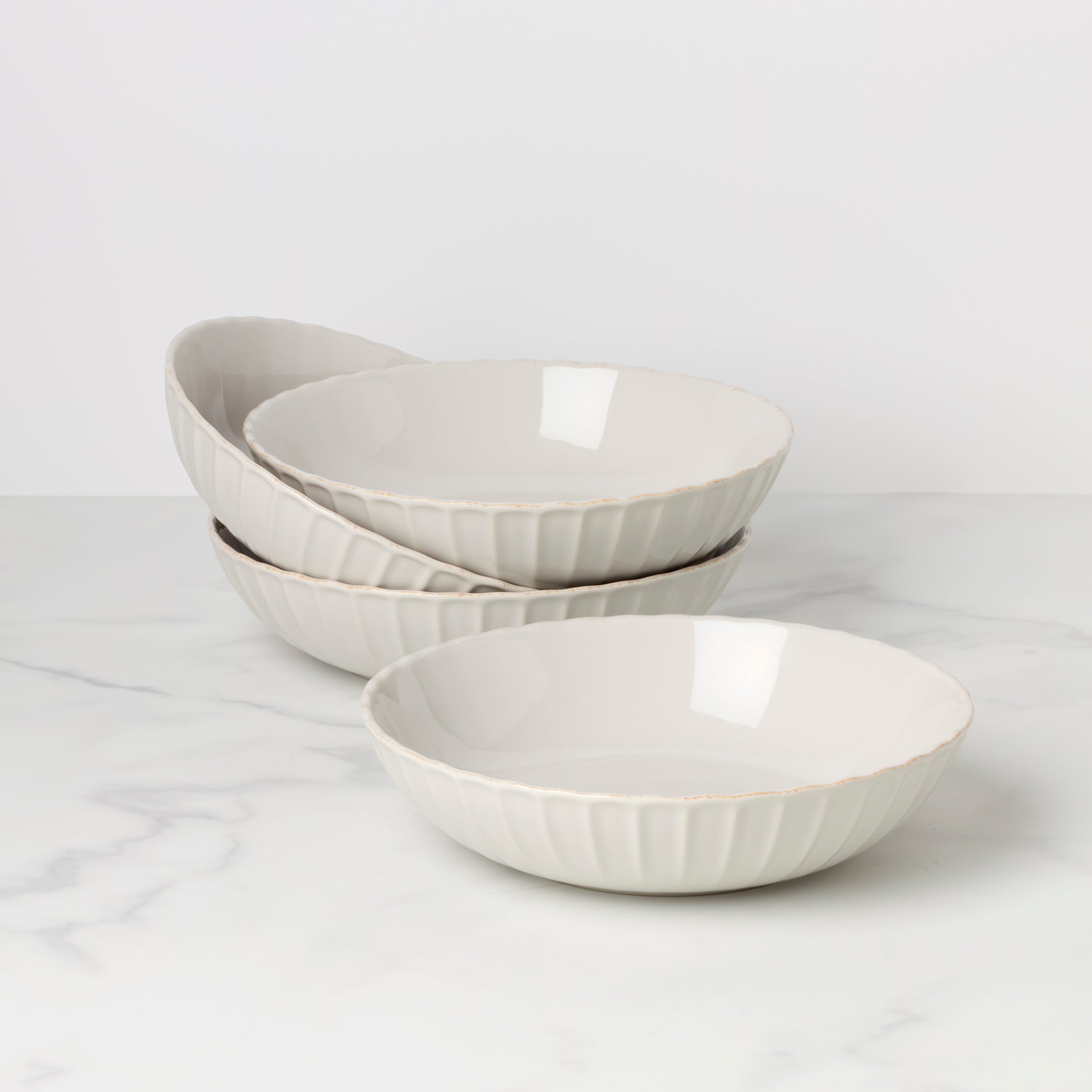 Lenox Westmore French Perle Scallop White Pasta Bowls, Set of 4