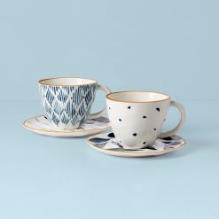Lenox Westmore Blue Bay 4-Piece Teacup & Saucer Set