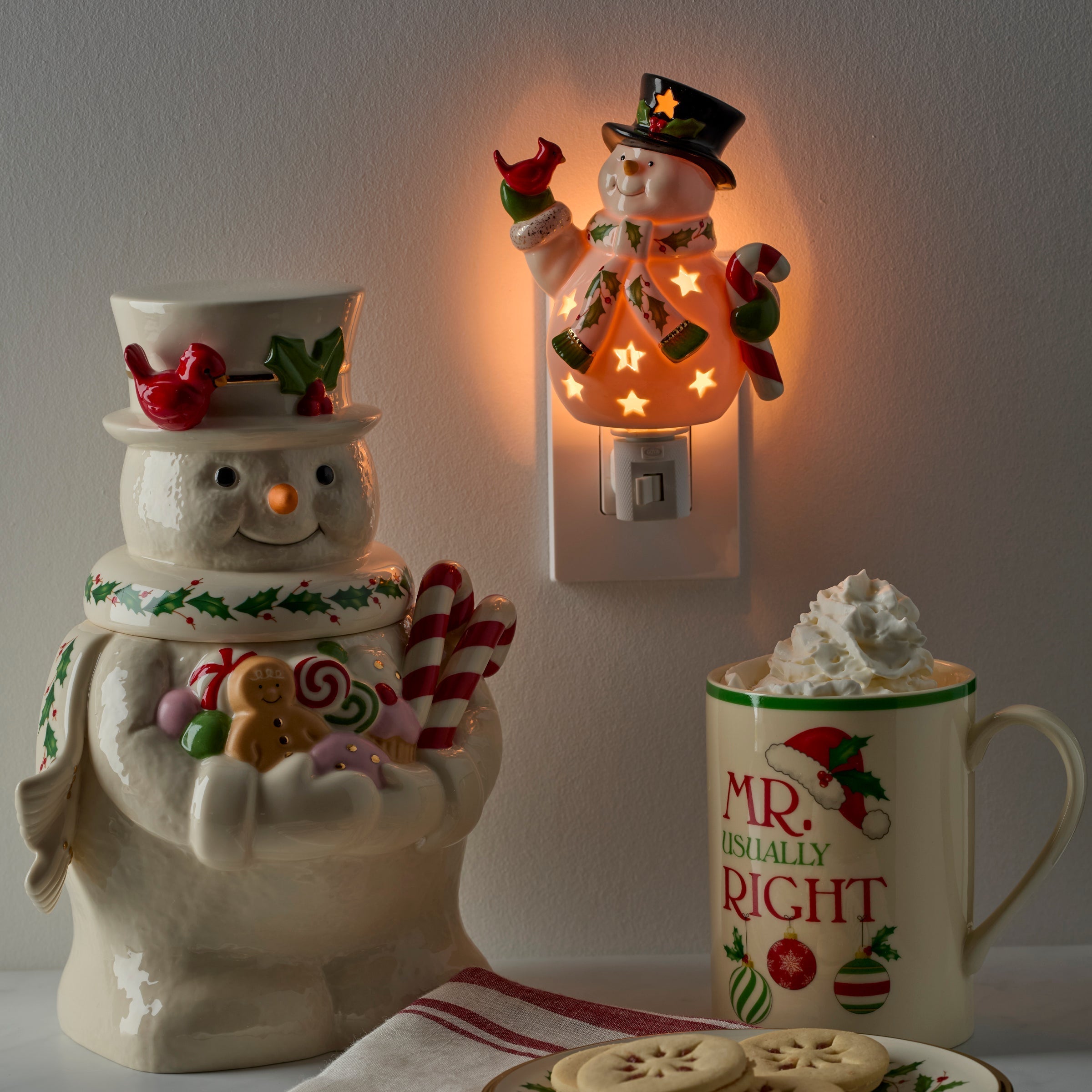 Lenox Westmore Happy Holly Days Snowman Night Light - Image 3
