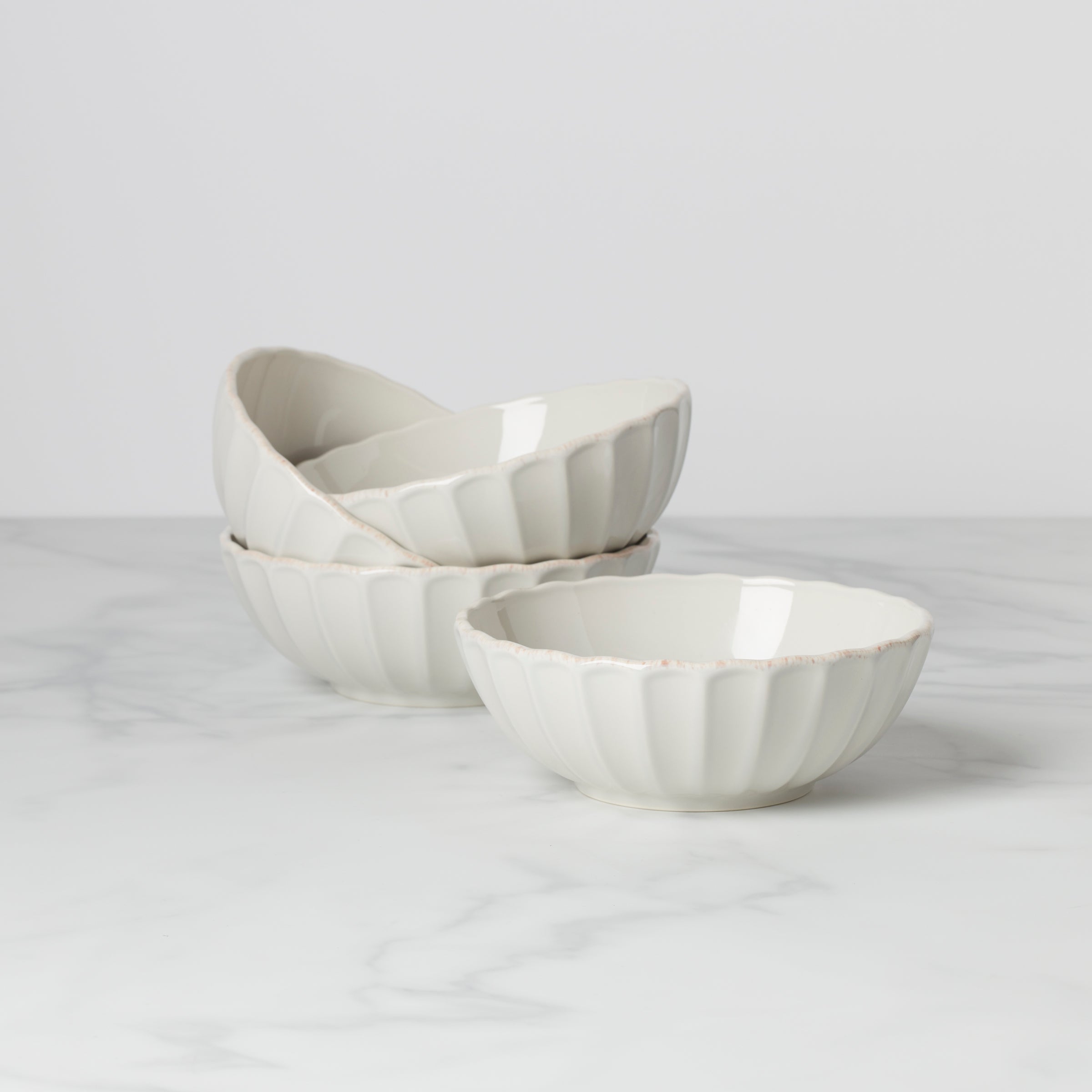 Lenox Westmore French Perle Scallop White All-Purpose Bowls, Set of 4