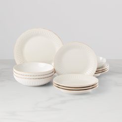 Lenox Westmore French Perle Groove White 12-Piece Dinnerware Set
