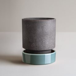 Alternative view of Lenox Westmore Hoff Raw Grey & Glazed Misty Blue 14cm Pot with Saucer