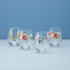 Lenox Westmore Butterfly Meadow Stemless Wine Glasses, Set of 4
