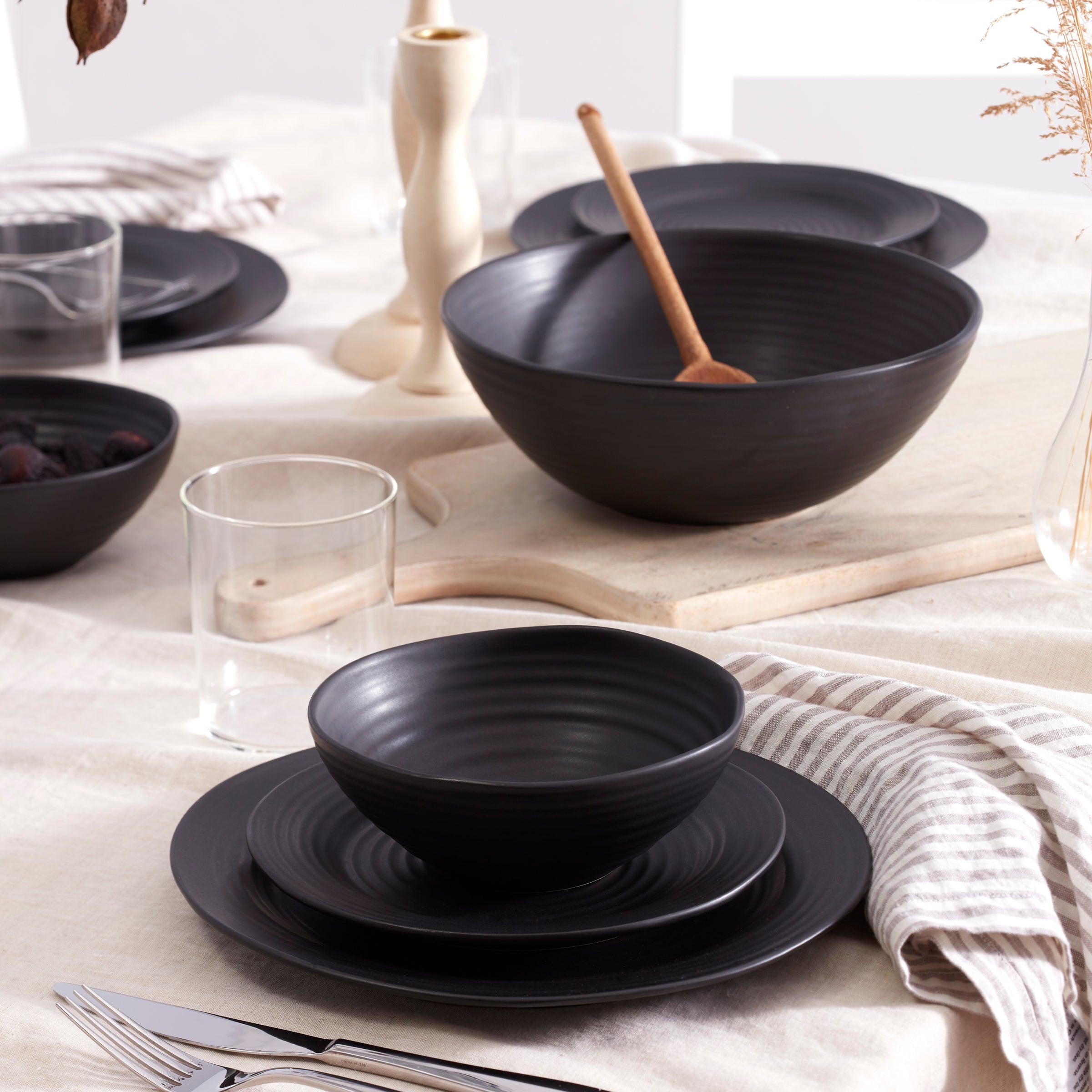 Lenox Westmore Ridge Black 12-Piece Dinnerware Set - Image 3