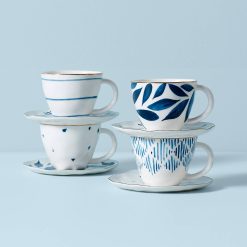 Lenox Westmore Blue Bay 8-Piece Espresso Cup & Saucer Set