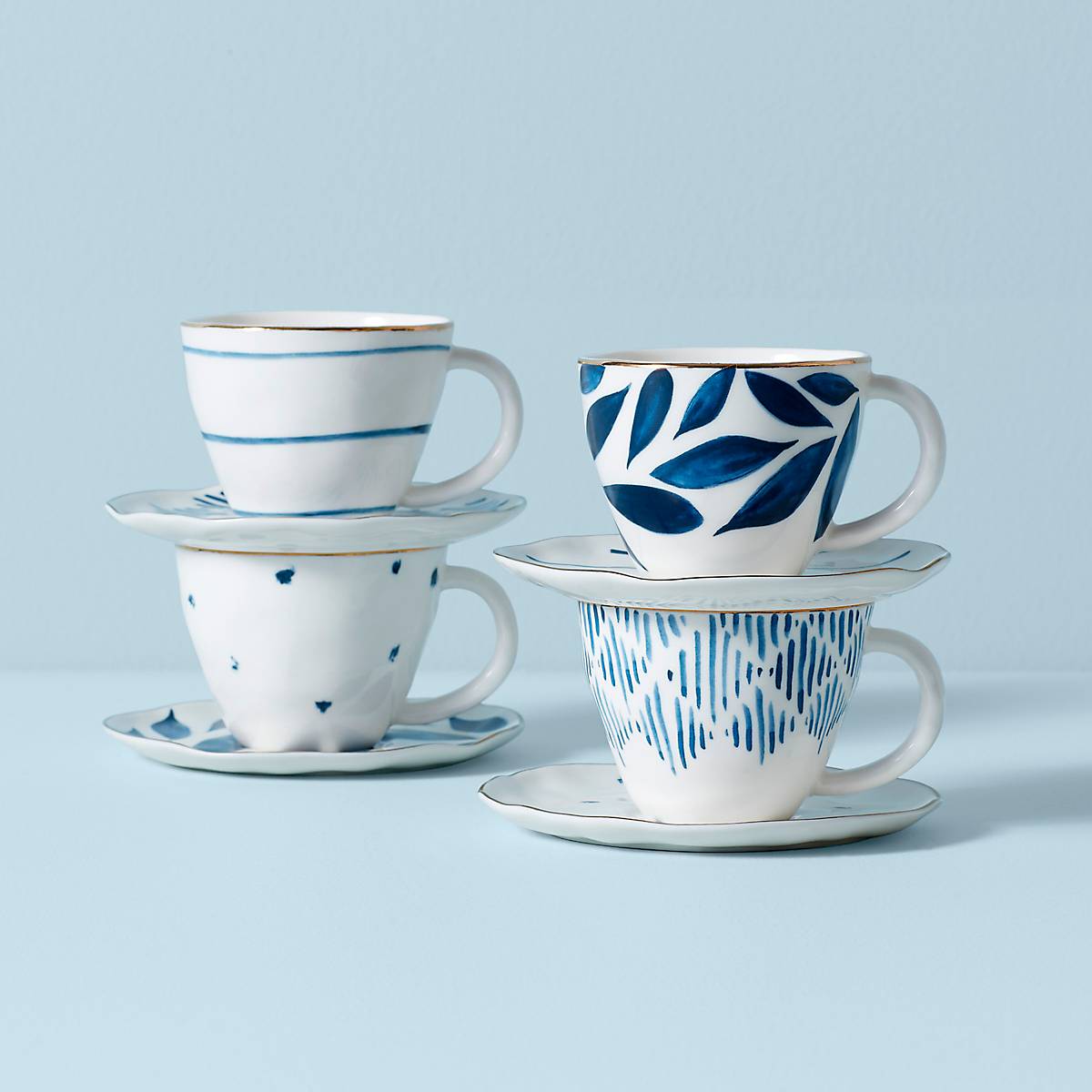 Lenox Westmore Blue Bay 8-Piece Espresso Cup & Saucer Set