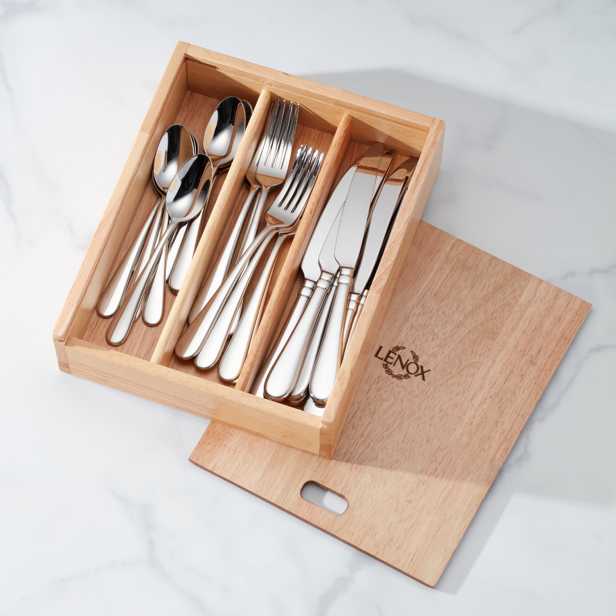 Lenox Westmore Studio 1414 Mirror 24 Piece Flatware Set with Caddy