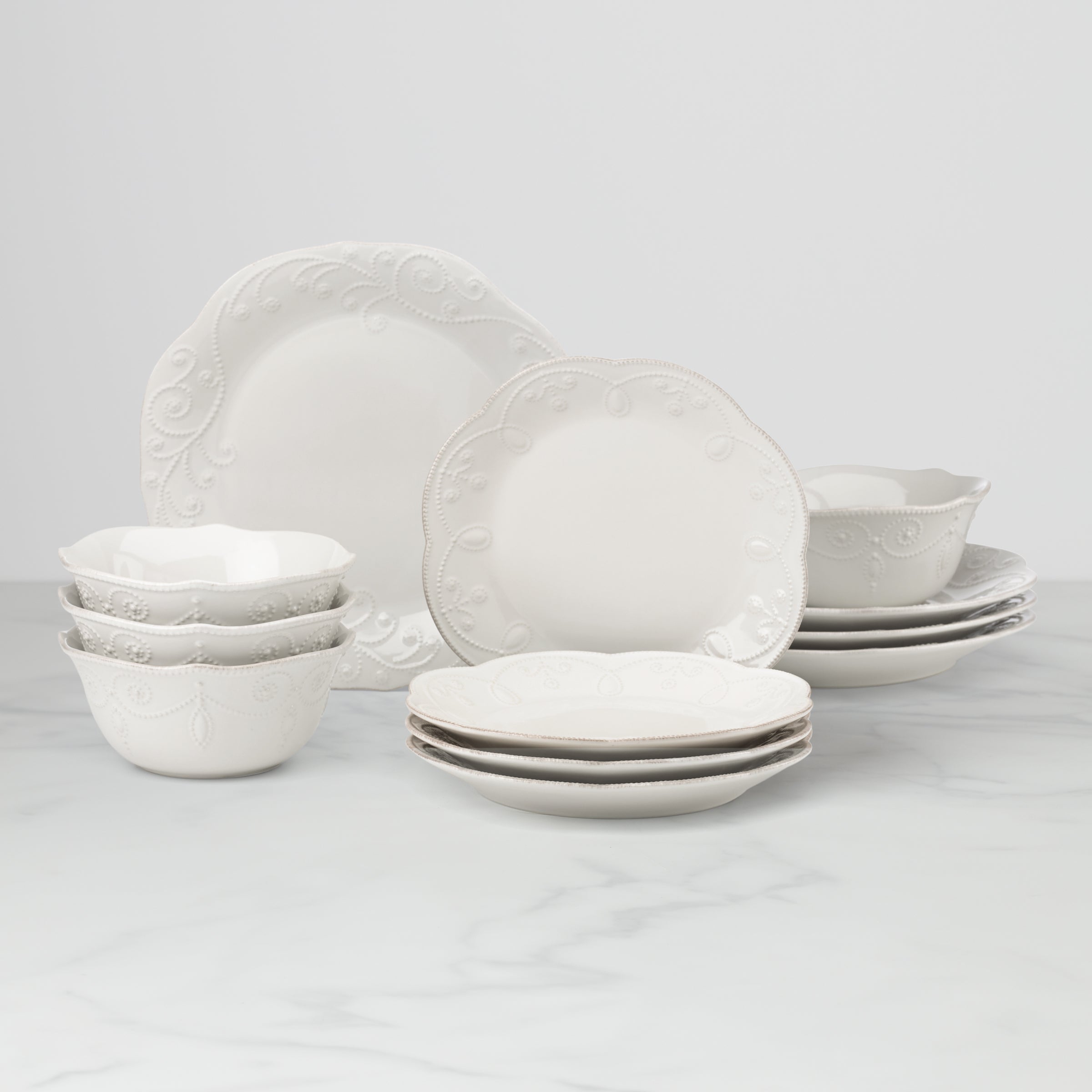 Lenox Westmore French Perle White 12-Piece Dinnerware Set