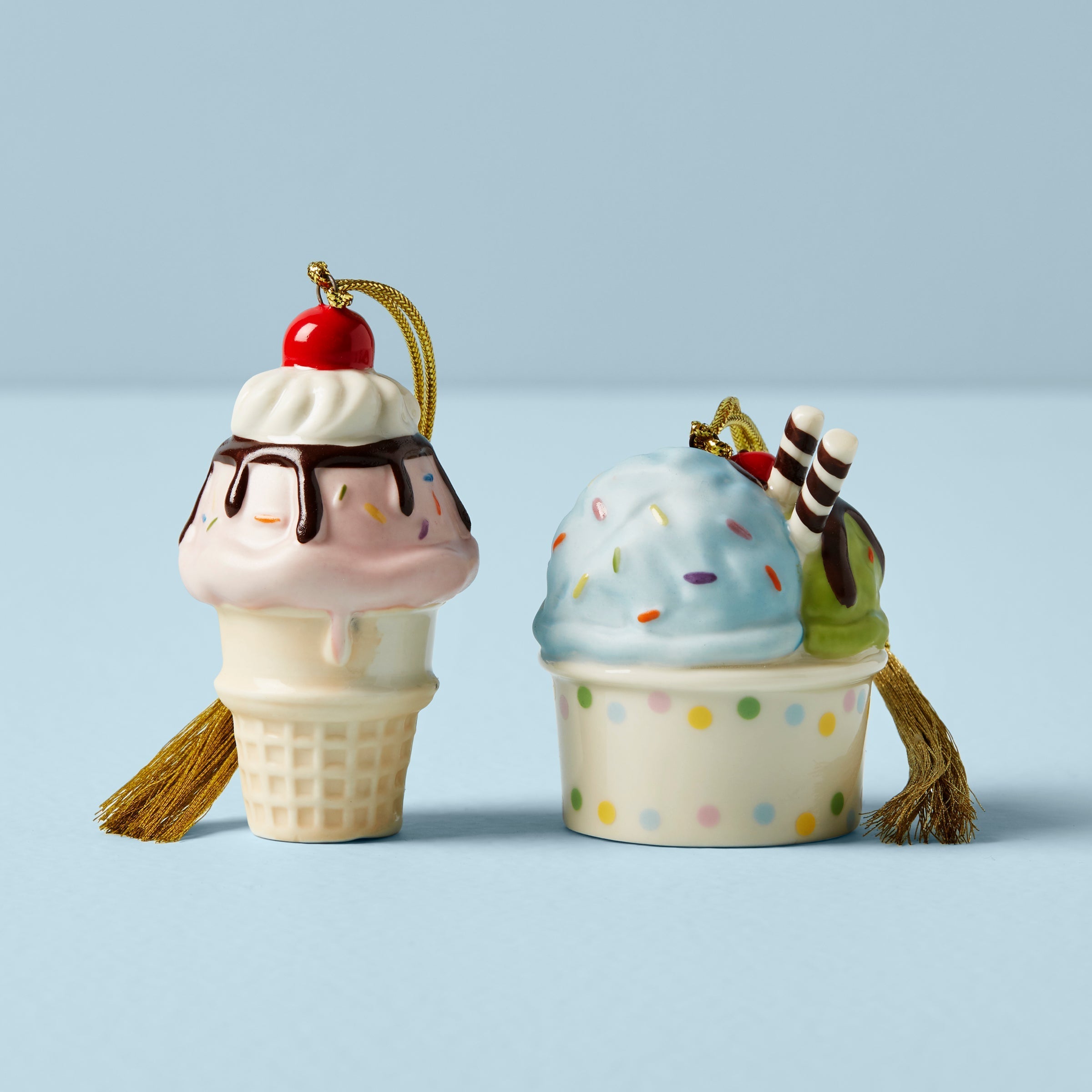 Lenox Westmore Personalized Ice Cream 2-Piece Ornament Set - Image 4