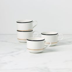 Lenox Westmore Make It Pop Black & White Mugs, Set of 4