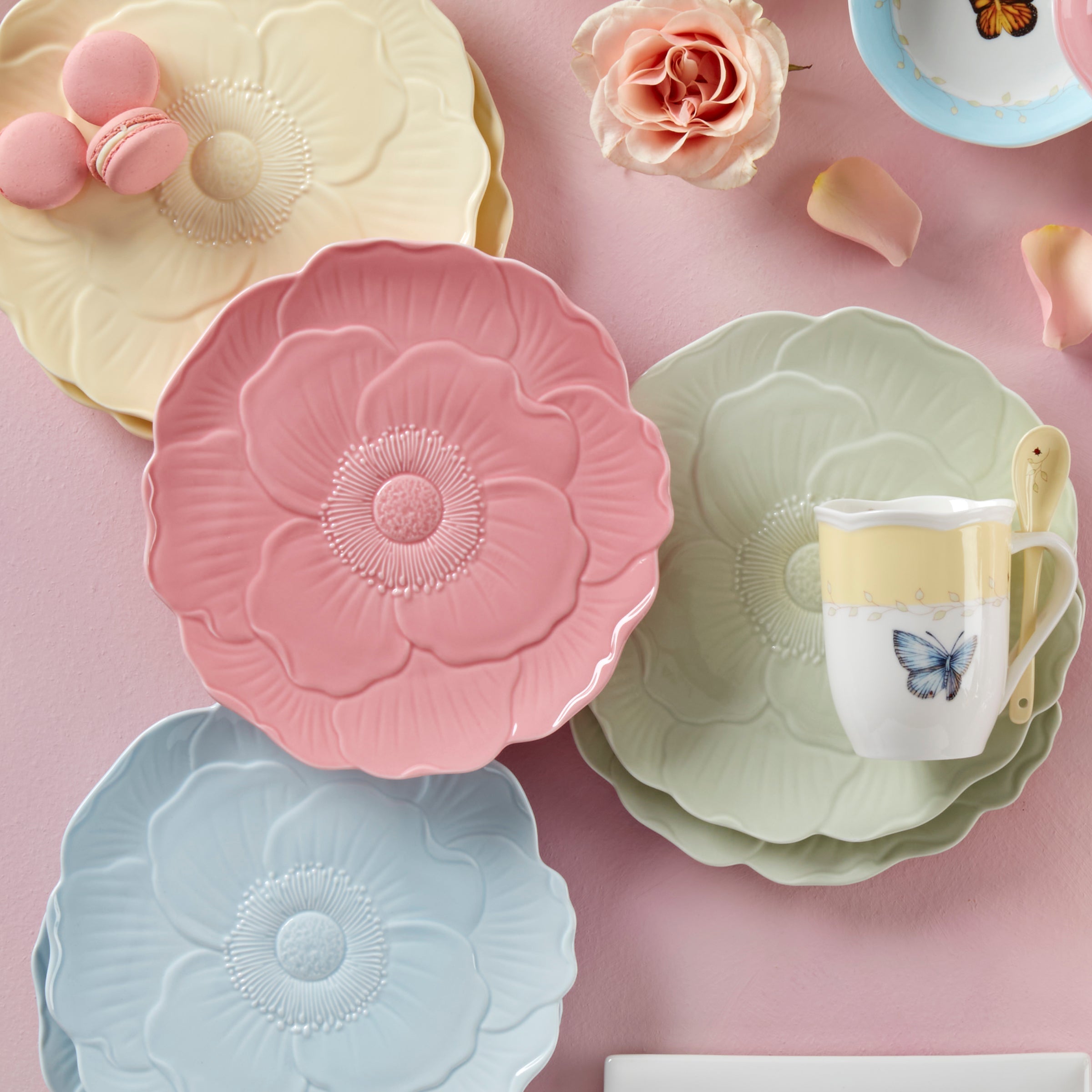 Lenox Westmore Butterfly Meadow Floral Pink Accent Plates, Set of 4 - Image 6