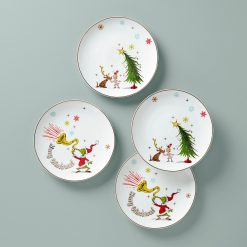 Lenox Westmore Merry Grinchmas Assorted Accent Plates, Set of 4
